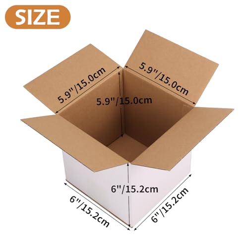 6x6x6 inch Cardboard Shipping Boxes, Set of 30 Square Boxes, White - size: 6x6x6 inch 30 Pack