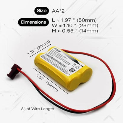 (2-Pack) 2.4V 800mAh Ni-Cd Battery for Lithonia ELB2P401N, ELB0310