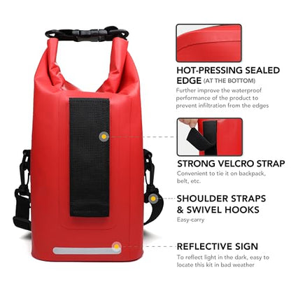 250 PCS IPX6-Waterproof First Aid Kit, Roll Top Reflective Boat Safety Bag