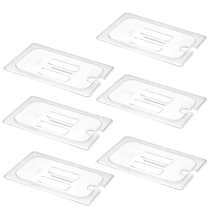 6-Pack Clear Polycarbonate Handled & Notched Lids for 1/4 Size NSF Food Pans - color: 1/4 Size, size: Handled & Notched Lids