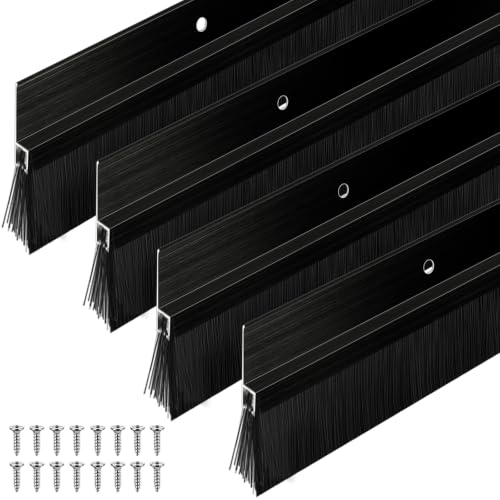 Door Sweep Brush Aluminum, 1 x 48 Inch, Black, 4 Set - color: Black, size: 1 x 48 Inch