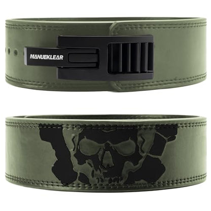 MANUEKLEAR 4-Inche Lever Belt Weightlifting with Heavy Duty Buckle - color: Olive Green, size: M (29-35inches)