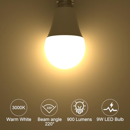 ORALUCE E26 LED Light Bulb 60 Watt, A19 9W 3000K Warm White, 6 Pack - color: Warmwhite, size: 6 Count (Pack of 1)