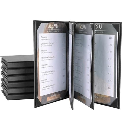 PU Leather Restaurant Menu Book 8.5 x 11, 6-Pack, 6-View Covers - size: 6 View