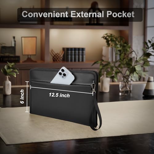 Fireproof Document Bag with Lock，13"×9.2" Fireproof Money Bag，with Zipper and Lock，Suitable for Tablets, A4 Documents, Cash, Mobile Phones, Credit Cards and Notarized Documents. - size: 13*1*9 inches
