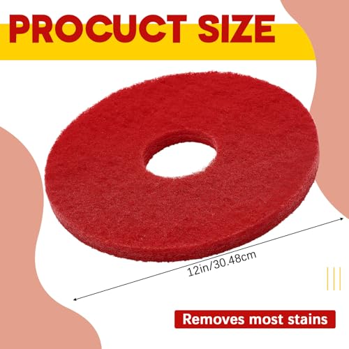 Teenyyou 2 Pcs 12" Red Floor Buffer Pads for Machine - color: Red, size: 12"