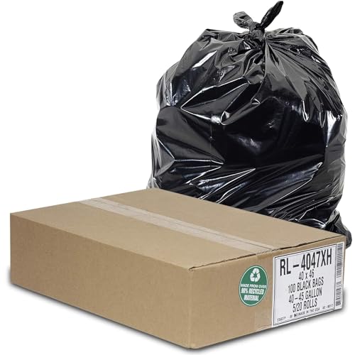 Aluf Plastics 45 Gallon Trash Can Liners (100 Count) - 40" x 46" - Thick 1.5 MIL Equivalent Black Trash Bags for Bathroom, Kitchen, Office, Industrial, Commercial, Recycling and More - color: Black, style: 45 Gal, 1.2 Mil, 100 Count