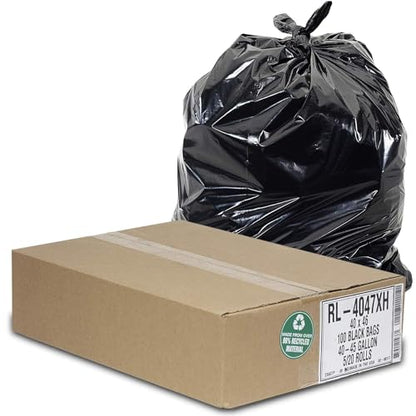 Aluf Plastics 45 Gallon Trash Can Liners (100 Count) - 40" x 46" - Thick 1.5 MIL Equivalent Black Trash Bags for Bathroom, Kitchen, Office, Industrial, Commercial, Recycling and More - color: Black, style: 45 Gal, 1.2 Mil, 100 Count