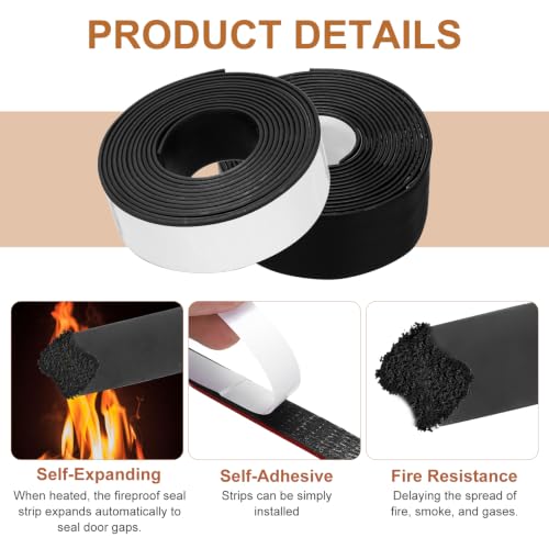Smoke Fire Seal Strip 9.8Ft 40mm/1.57" Wx 2mm/0.08" T Black - color: Black, size: 9.8FT x 40mm / 1.57" W x 2mm / 0.08" T