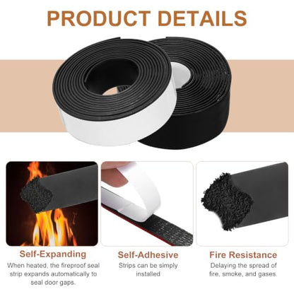 Smoke Fire Seal Strip 9.8Ft 40mm/1.57" Wx 2mm/0.08" T Black - color: Black, size: 9.8FT x 40mm / 1.57" W x 2mm / 0.08" T