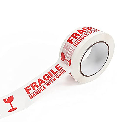 1 Roll 2 Inch x 330 Feet (110 Yards) Fragile Marking Tape Handle with Care Shipping Packing Tape