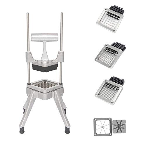 ROVSUN Commercial Vegetable Chopper French Fry Cutter with 4 Sizes Blades, Potato Dicer Slicer Fruit Chopper Stainless Steel for Restaurant, Home & Kitchen, 1/2", 3/8", 1/4" & 8-Wedge Blades - size: Hand Pressure Style
