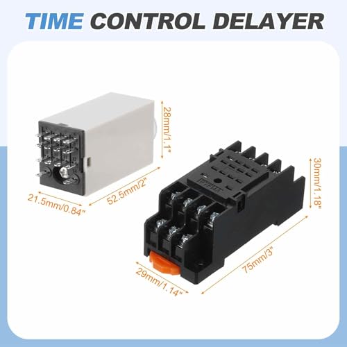 MECCANIXITY DC24V Timer Relay, 4PDT Time Relay Timing Delay ON Time 14 Pin 2S-60S Knob Control, H3Y-4