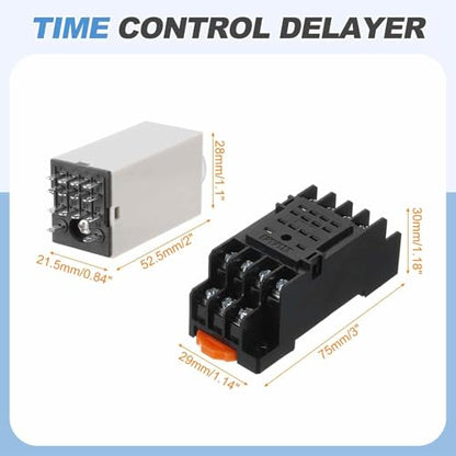 MECCANIXITY DC24V Timer Relay, 4PDT Time Relay Timing Delay ON Time 14 Pin 2S-60S Knob Control, H3Y-4