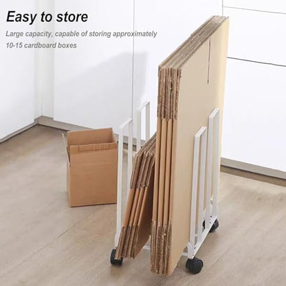 Carton Stand for Boxes, White Carton Storage Rack with Wheels - color: White