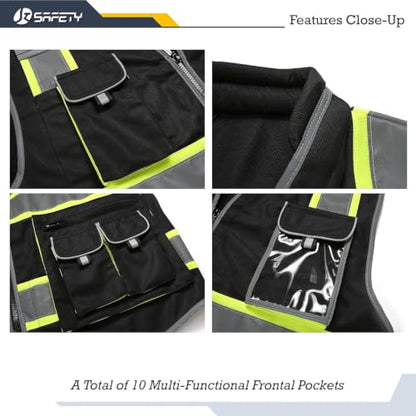 JKSafety Reflective Safety Vest for Men Cushioned Collar JK89 Black S - color: Blackt1s1, size: Small
