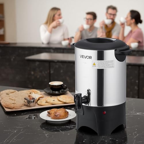 VEVOR Commercial Coffee Urn, 30 Cup 4.5 L Hot Beverage Dispenser with Dripless Faucet, Quick-Brewing Commercial Coffee Maker with Stainless Steel Liner, for Catering, Business, Church & Restaurant - size: 30Cup