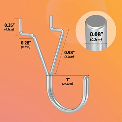 HUHOLE 80 Pack 1 Inch Silver Pegboard J Hooks - style: 1" J-Hook 80PC Silver