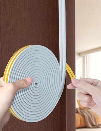 Weather Stripping Door Seal Strip,32.8 FT D Shaped Weatherstripping - color: Gray, size: S (3/8"W × 1/4“T)