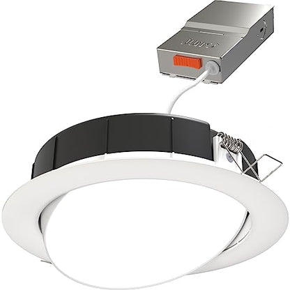 Juno 6" Adjustable LED Wafer Downlight, 5-in-1 CCT, Matte White - color: Matte White, size: 6-Inch
