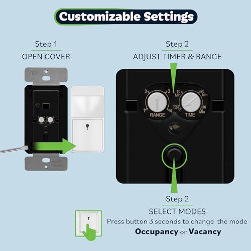 TOPGREENER Motion Sensor Light Switch, No Neutral Required, White, 6 Pack - color: White, size: 6 Pack