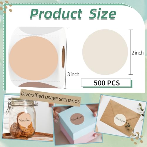 2 Inch Beige Gradient Round Thermal Label Printer Stickers, Self-Adhesive Direct Labels for DIY Logo Design, Name Tag (500 Labels/1 Roll) - color: Beige Gradient, size: 2 inches