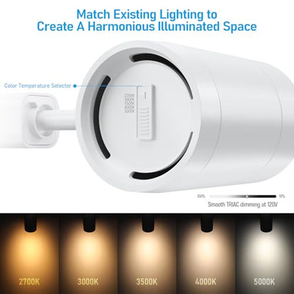 LEONLITE 4-Pack Retail Pro Series 17.5W H Track Lighting Heads, 5CCT, White - color: White-5ССТ(2700K/3000K/3500K/4000K/5000K)