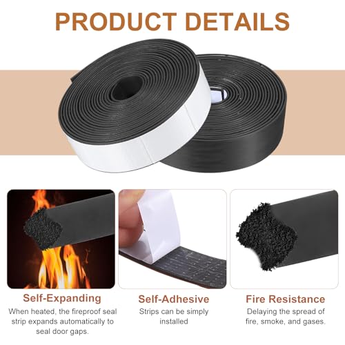 Smoke Fire Seal Strip 16.4Ft 30mm / 1.18" W x 2mm/0.08" T Black - color: Black, size: 16.4FT x 30mm / 1.18" W x 2mm/0.08" T