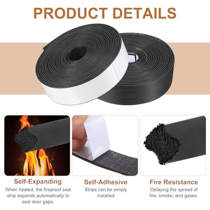 Smoke Fire Seal Strip 16.4Ft 30mm / 1.18" W x 2mm/0.08" T Black - color: Black, size: 16.4FT x 30mm / 1.18" W x 2mm/0.08" T