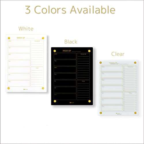 Yeoux Clear Glass Golden Weekly & Menu Dry Erase Calendar Board 15“x11 - color: Clear, size: 11"W x 15"H