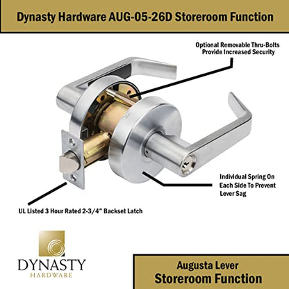 Dynasty Augusta Storeroom Lever Lockset, ADA, Grade 2, Satin Chrome - color: Satin Chrome, style: Storeroom