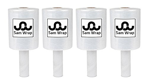 (R) Stretch Wrap 5" x 1000' Roll With Handle, 80 Gauge Extra Thick Durable Self-Adhering Plastic Wrap for Moving, Packing Wrap Industrial Strength, Clear Plastic Pallet Shrink (4 Pack) - size: 4 Pack
