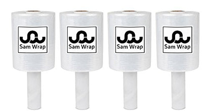 (R) Stretch Wrap 5" x 1000' Roll With Handle, 80 Gauge Extra Thick Durable Self-Adhering Plastic Wrap for Moving, Packing Wrap Industrial Strength, Clear Plastic Pallet Shrink (4 Pack) - size: 4 Pack
