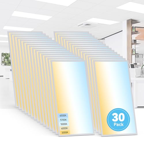 AIKVSXER 30 Pack 2x4 LED Flat Panel Light - Selectable 5 CCT 3000K-6500K & 5 Wattage 30-70W 7700Lm 0-10V Dimmable 2x4 led Drop Ceiling Lights 120-277V for Commercial and Home - size: 2x4-30p