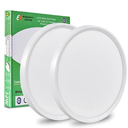 15.8Inch 2PK White LED Flush Mount Ceiling Light,32W,3480LM,3CCT Selectable - color: White, size: 15.8" 2PK