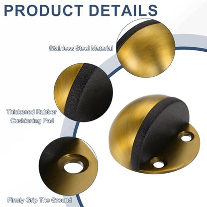 uxcell 4Pack Low Dome Floor Door Stop 45mm Dia. Stainless Steel, Brass Tone - color: Brass Tone