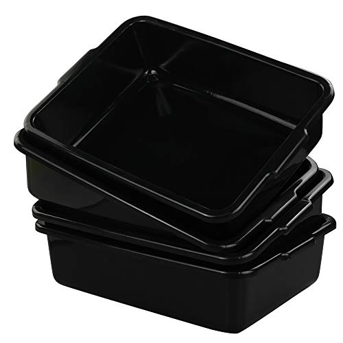 8 Liters Plastic Commercial Bus Tub Set of 4, Black Dish Pans - size: 8 L