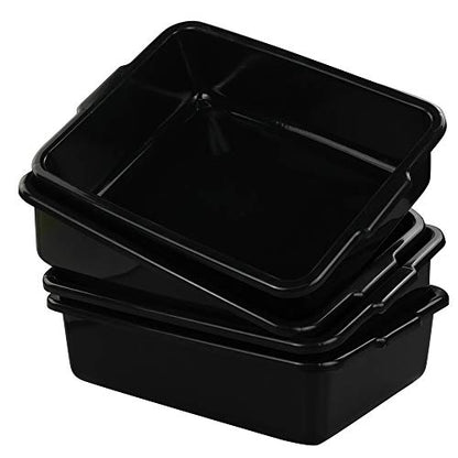 8 Liters Plastic Commercial Bus Tub Set of 4, Black Dish Pans - size: 8 L