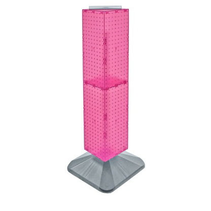 Azar Displays 703387-PNK Standard Four-Sided Interlocking Pegboard Tower, Pink Translucent - color: Pink