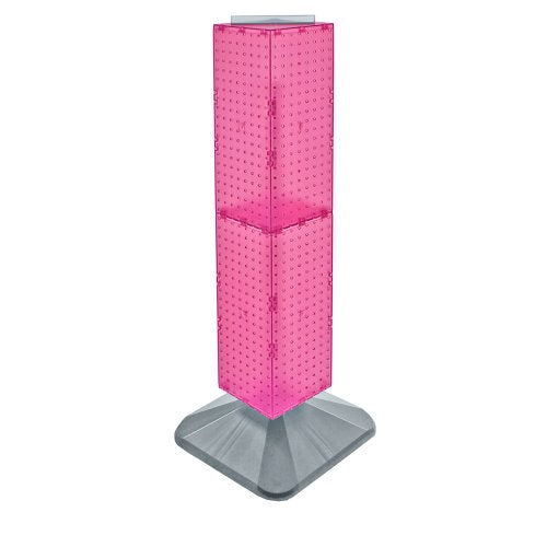 Azar Displays 703387-PNK Standard Four-Sided Interlocking Pegboard Tower, Pink Translucent - color: Pink