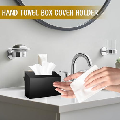 Acrylic Hand Towel Box Cover Holder for Kleenex, Disposable Paper Hand Towels Holder, Bottom Pull-Out & Wall-Mounted, Paper Towel Dispenser Suitable for Home, Office, Bathroom (Glossy Black) - color: Black