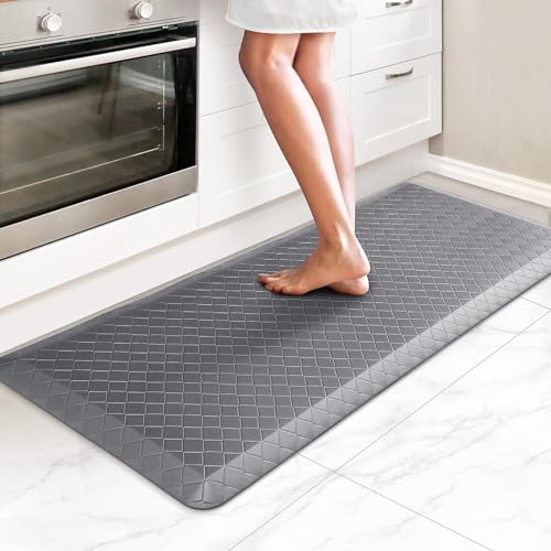 HappyTrends Kitchen Floor Mat - 4/5 Inch Thick Anti-Fatigue Kitchen Rug - color: Grey, size: 54"L x 22"W x 0.8"Th