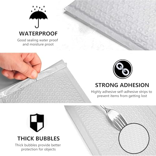 9527 Product Self Sealing Poly Bubble Mailers 9.5"x 13.5" Padded Shipping Envelopes 25Pcs - color: White, size: 9.5"x13.5"|25Pcs