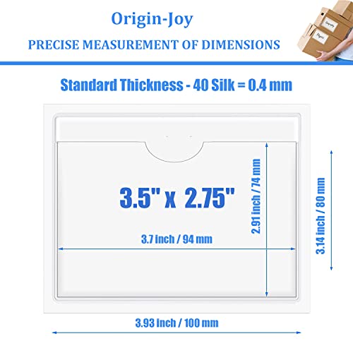 Origin-Joy 35 PCS Self Adhesive Index Card Pockets with Top Open, Clear Plastic Label Holder for Cards of Note, Library and Business, Adhesive Label Pockets & Card Holder (3.5 x 2.75 inch) - size: 3.5 x 2.75 inch, style: Horizontal