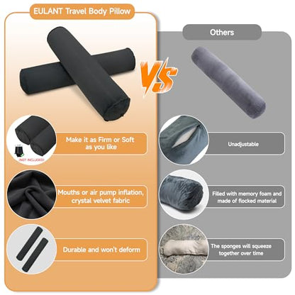 EULANT Inflatable Travel Body Pillow,Inflatable Long Body Pillow for Bed - color: Black