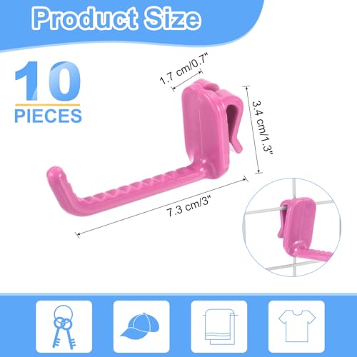 uxcell 10 Grid Wall Hooks, 3 Inch Grid Wall Panel Plastic Utility Hook, Shelf Hooks for Garage Store Warehouse Shop Home Hanging, Rose Red - color: Roes Red