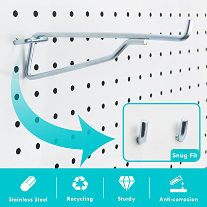 Pegboard Shelf Hooks 4 Pack Black 6" Metal Brackets, Peg Board Accessories - color: Silver, size: 6 Inch