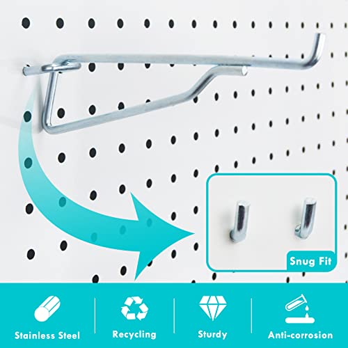 Pegboard Shelf Hooks 4 Pack Black 6" Metal Brackets, Peg Board Accessories - color: Silver, size: 6 Inch