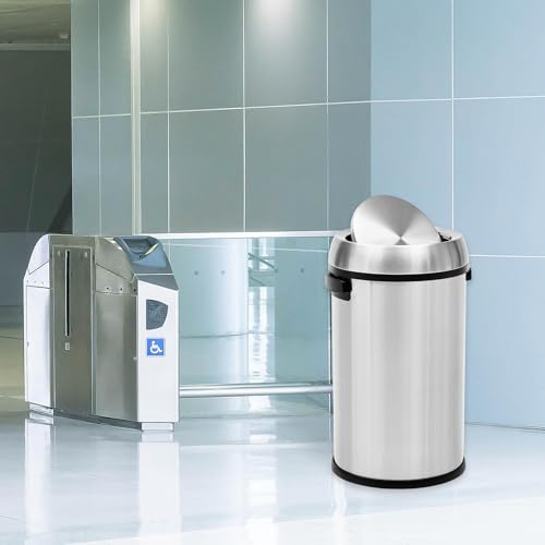 17 Gallon Fingerprint-Proof Stainless Steel Trash Can, Heavy Duty Commercial Round Garbage Bin with Swing Lid for Restaurant, Home, Office, Silver - color: Silver
