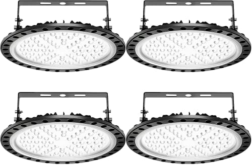 4 PACKS 300W UFO LED High Bay Light, 30000LM Commercial Bay Lighting Daylight 6500K, IP65 Waterproof LED Commercial Bay Light, LED Warehouse Light Shop Light Garage Light - color: 4 Packs, size: 300watt